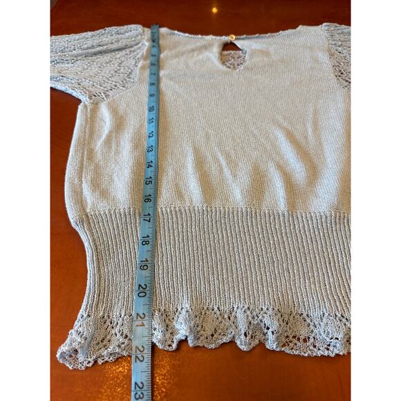 Free People Dynamic Duo Pointelle Rib Long Sleeve Top Cashmere Blue S - Picture 5 of 9